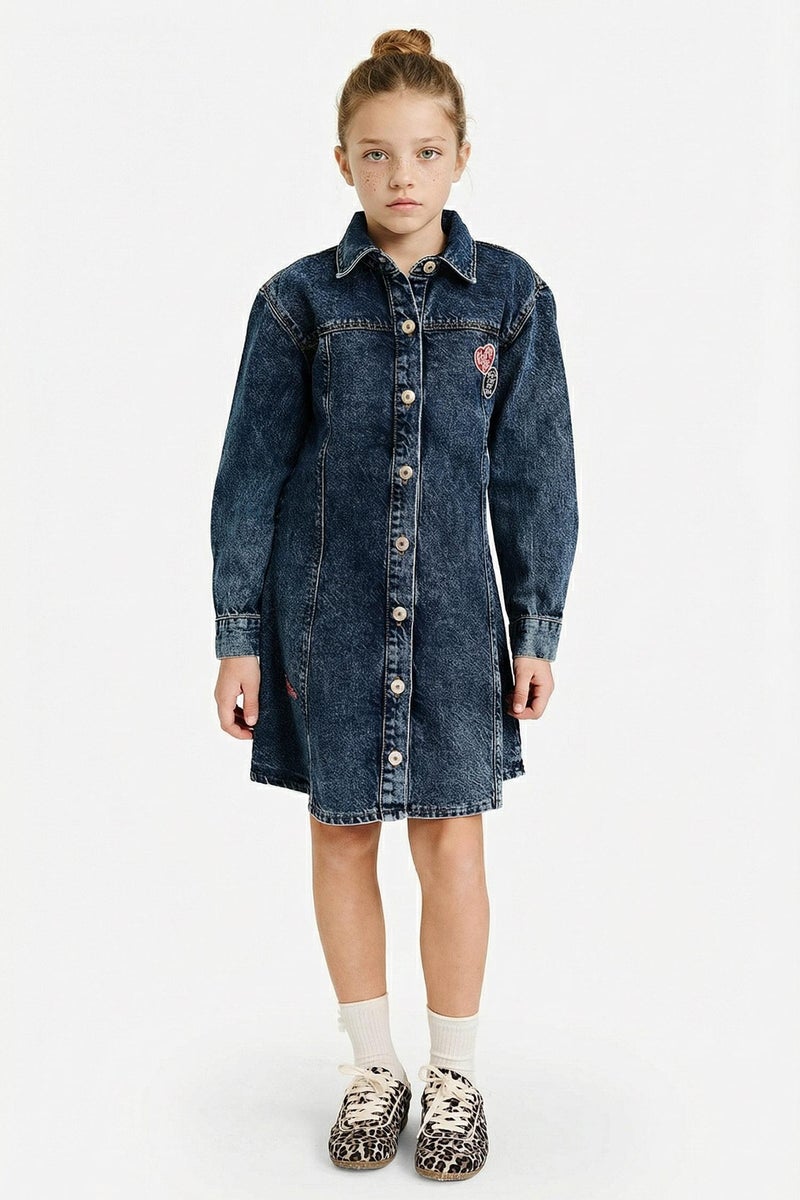 ديفاكتو فستان جينز بناتي كم طويل - Image 2